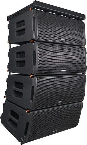 Sound Town ZETHUS Series Water-Resistant Line Array Speaker System with Four 2 x 10 Line Array Speakers and One Flying Frame, Black (ZETHUS-IP210X4)