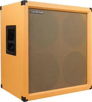 Sound Town 4x12" Empty Guitar Speaker Cabinet, Birch Plywood, Orange, Wheat Cloth Grill, Compatible with Celestion/Eminence Speakers (GUC412OR-EC)