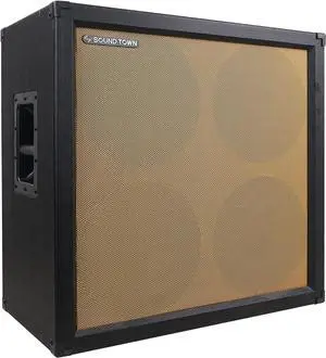 Sound Town 4x12" Empty Guitar Speaker Cabinet, Birch Plywood, Black, Wheat Cloth Grill, Compatible with Celestion/Eminence Speakers (GUC412BK-EC)