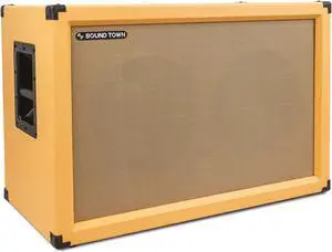 Sound Town 2 x 12 Guitar Speaker Cabinet, Birch Plywood, Orange Tolex, Wheat Cloth Grille (GUC212OR)