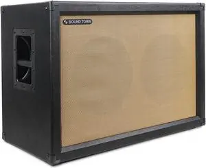 Sound Town 2 x 12 Guitar Speaker Cabinet, Birch Plywood, Black Tolex, Wheat Cloth Grille (GUC212BK)