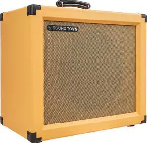 Sound Town 1 x 12" 65W Open-back Guitar Speaker Cabinet, Birch Plywood, Orange Tolex, Wheat Cloth Grille (GUC112OBOR)