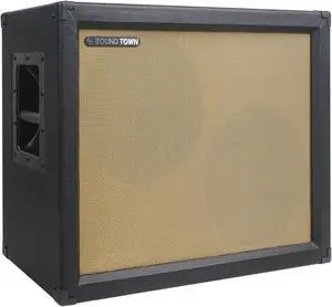 Sound Town 2 x 12 130W Open-Back Guitar Speaker Cabinet, Birch Plywood, Black Tolex, Wheat Cloth Grille (GUC212OBBK)