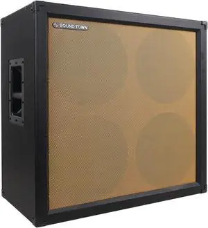 Sound Town 4 x 12" 260W Guitar Speaker Cabinet, Birch Plywood, Black Tolex, Wheat Cloth Grille (GUC412BK)