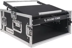Sound Town 4-Space PA/DJ Pro Audio Rack/Road ATA Server Case with Slant Mixer Top (STMR-4U)