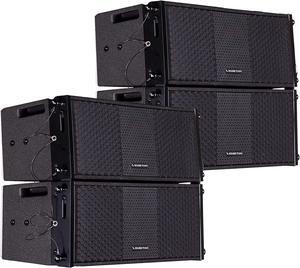 Sound Town ZETHUS Four Dual 8-inch Line Array Speaker System with Titanium Compression Driver, Full Range/Bi-amp Switchable, Black (ZETHUS-208BV2-2PAIRS)