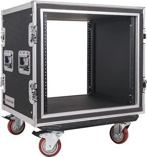 Sound Town Shock Mount 10U ATA Rack Case with 17" Rackable Depth and Casters, Pro Tour Grade (STRC-SP10UW)