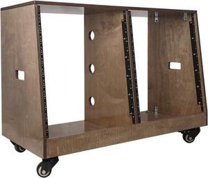Sound Town DIY 2 x 12U Slanted Studio Rack with Baltic Birch Plywood, Casters, Weathered Gray for Recording Room, Home Studio (SDRK-D12TB)