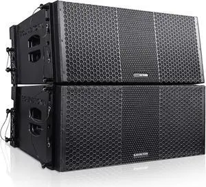 Sound Town ZETHUS Pair of Dual 10-inch Powered Line Array Speaker System with Onboard DSP, Black (ZETHUS-210BPW-PAIR)