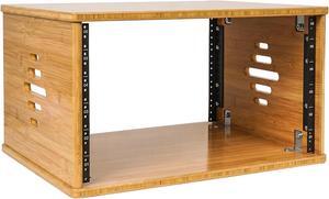 Sound Town DIY 6U Solid Bamboo Studio Equipment Rack - 14.2" Depth, Ventilation, Carbonized Bamboo for Recording Room, PA/DJ Pro Audio, Home Audio (STBR-6U)