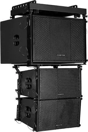 Sound Town ZETHUS Series Powered Line Array Speaker System with One 15-inch Subwoofer, Two 10-inch Line Array Speakers with Onboard DSP, Black (ZETHUS-115SPW110PWX2)