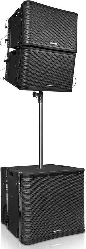 Sound Town ZETHUS Series Passive Line Array Speaker System with One 18-inch Subwoofer, Two 12-inch Line Array Speakers, Versatile Installations, Black (ZETHUS-VX118S112BX2)