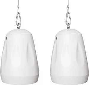 Sound Town 2-Pack 4" All-Weather Pendant Speaker, IP66, Wall Mount, Landscape, 70V/100V/8-Ohm, Indoor/Outdoor Commercial Speaker for Home and Commercial Installation, White (STPDS-4W-PAIR)