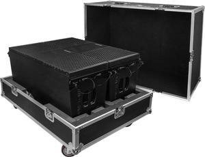 Sound Town ZETHUS Pair of Dual 10-inch Powered Line Array Speaker System with Flight Case, Black (Z210BPWX2-IFC)