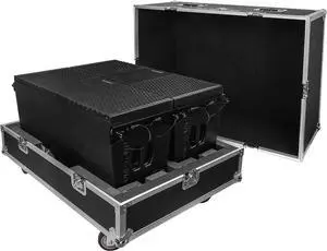 Sound Town ZETHUS Pair of Dual 10-inch Passive Line Array Speaker System with Flight Case, Full Range/Bi-amp Switchable, Black (Z210BX2-IFC)