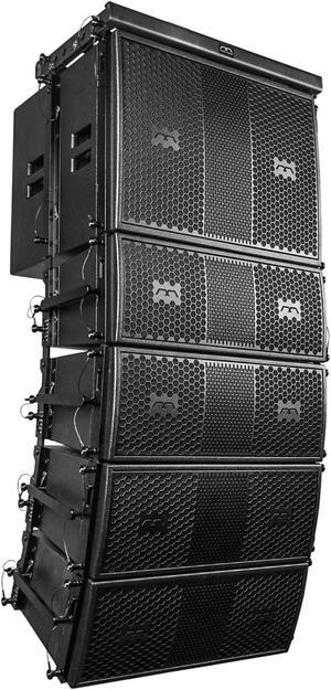 Sound Town Mode Audio Series Passive Line Array Speaker System with One 18-inch Subwoofer, Four Dual 8-inch Line Array Speakers, Italian Drivers, Full-Range/Bi-Amp Switchable, Black (FILA-118S208X4)