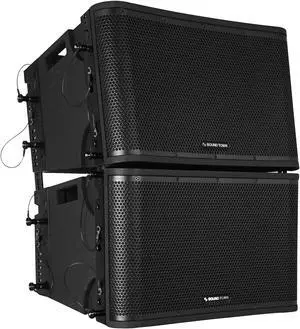 Sound Town ZETHUS Series Pair of 12" Two-Way Constant Curvature Line Array Loudspeaker System, Full-Range/Bi-Amp Switchable, Black (ZETHUS-112B-PAIR)