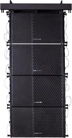 Sound Town ZETHUS Series 600W Line Array Speaker System with Four 10-inch Passive Line Array Speakers, Full-Range/Bi-Amp Switchable, for Installation, Live Sound, Club, Church, Black (ZETHUS-110X4)