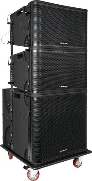Sound Town ZETHUS Series Passive Line Array Speaker System with One 18-Inch Subwoofer, Two 12-inch Line Array Speakers, One Caster Board, Full-Range/Bi-Amp Switchable, Black (ZS-V1812X2OC)