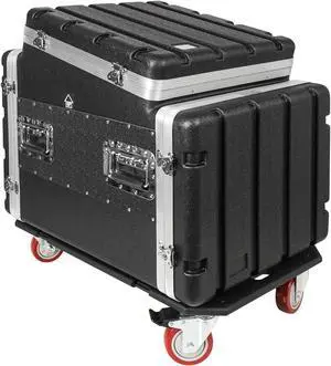 Sound Town Lightweight and Compact 8U ATA ABS Rack Case, with Slant Mixer Top, Casters, 21" Depth, 10U Top and 8U Side Spaces (STMR-A10X8UW)