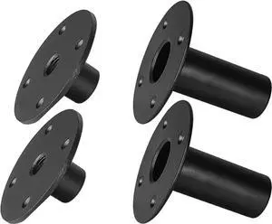 Sound Town Speaker Pole Mounts, PA/DJ Speaker Cabinet Adapters, Two with 35mm (1 3/8") Pole Mounting, Two with M20 Threaded Mounting, Black (STSD-AD2-2PRS)