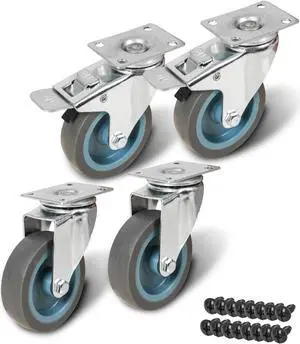 Sound Town 4 Pack 3" Swivel Caster Wheels with Brake, Replacement Caster Wheels for Strk-M Series Rack Case, Home Furniture, Industrial Trailer (STLC3-4PACK)