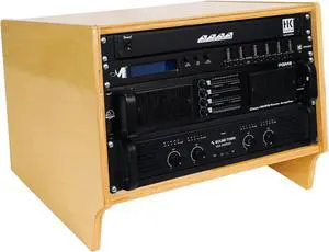 Sound Town DIY 6U Angled Desktop Turret Studio Rack with Baltic Birch Plywood, Golden Oak, Assembly Required (SDRK-Y6SL)