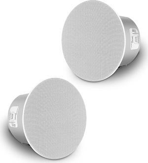 Sound Town Pair of 4.5" Coaxial in-Ceiling Speakers with Metal Backcan and Tile Rails, 70V/100V/8-Ohm Switchable, Magnetic Grill, White (STCS4C-PAIR)