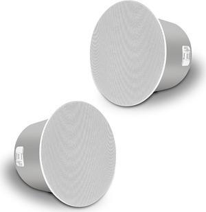 Sound Town Pair of 8" Coaxial in-Ceiling Speakers with Metal Backcan and Tile Rails, 70V/100V/8-Ohm Switchable, Magnetic Grill, White (STCS8C-PAIR)