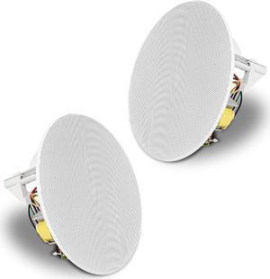 Sound Town Pair of 6.5" Two-Way Coaxial in-Ceiling Speaker, Flush Mount, 70V/100V/8-Ohm Operation, Magnetic Grill, White (STCS6N-PAIR)