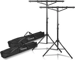Sound Town 2-Pack DJ Lighting Stand, Height Adjustable, 9 ft Tall, with T-Bar and Tripod Base (STLS-T09-PAIR)