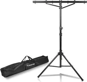 Sound Town DJ Lighting Stand, Height Adjustable, 9 ft Tall, with T-Bar and Tripod Base (STLS-T09)