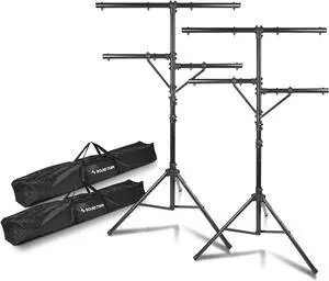 Sound Town 2-Pack DJ Lighting Stand, Height Adjustable, 9 ft Tall, with Side-Bars and Tripod Base (STLS-M09-PAIR)
