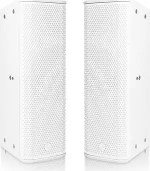 Sound Town Pair of High-Power 500W Passive Column Line Array Speakers with 2x5 Woofers, Dual Compression Drivers, Birch Plywood, Wall Mount, Installation, Live Event, Conference, White (CARPO-P3W)