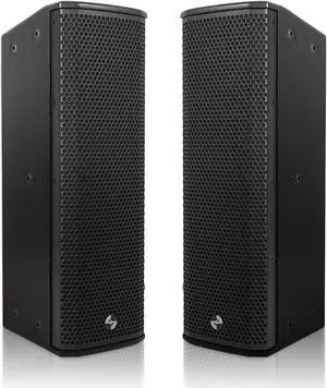 Sound Town Pair of High-Power 500W Passive Column Line Array Speakers with 2x5 Woofers, Dual Compression Drivers, Birch Plywood, Wall Mount, Installation, Live Event, Conference, Black (CARPO-P3B)