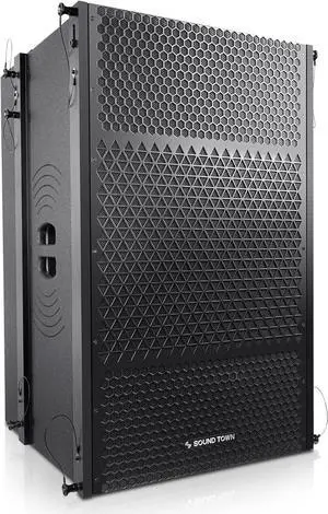 Sound Town ZETHUS Series Dual 15-Inch Powered 2400W Line Array Subwoofer w/DSP, 2-Channel Class-D Amplifier, Birch Plywood, Black (ZETHUS-215SPW)
