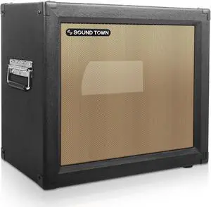 Sound Town 1 x 12 Empty Guitar Speaker Cabinet, with Birch Plywood Construction, Black Tolex, Wheat Cloth Grill, Compatible with Celestion/Eminence Speakers (GUC112OBBK-EC)