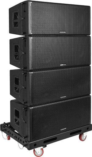 Sound Town ZETHUS Series 3200W Line Array Speaker System with Four Dual 12-inch Full-Range Variable Curvature Line Array Speakers, Coaxial Neodymium MF/HF, Neodymium LF, Black (ZS-212X4)