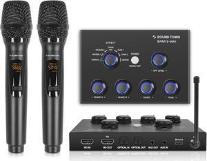 Sound Town 16 Channels Wireless Microphone Karaoke Mixer System w/ 2 Wireless Mics, HD ARC, Optical (Toslink), AUX, Supports Smart TV, Media Box, PC, Bluetooth, Soundbar, Receiver (SWM15-MAX)
