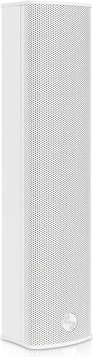 Sound Town Weather-Resistant Compact Aluminum Line Array Column Speaker with Wall Mount Bracket, 4 x 3 Woofers, 2 x 1.2 Dome Tweeters, White, for Church, Indoor & Outdoor Installation (CARPO-M42W)