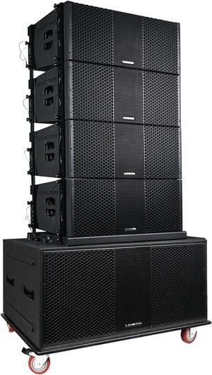 Sound Town ZETHUS Series Powered Line Array Speaker System with Dual 18-inch Line Array Subwoofer, Four Dual 10-inch Line Array Speakers, One Caster Board, Black (ZS-218SP210BP4C)