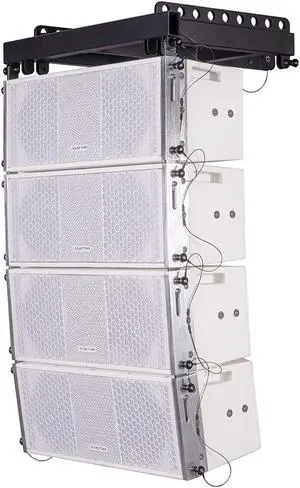Sound Town ZETHUS Series Line Array Speaker System with Four White Compact 2 X 8-inch Line Array Speakers, White