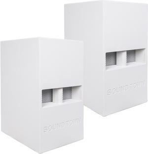 Sound Town 2-Pack 12" 1600 Watts Powered PA DJ Subwoofers with Folded Horn Design, White (CARME-112SWPW-PAIR)