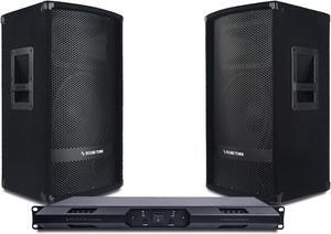 Sound Town Professional PA Speaker System with Two 12” Passive PA Speakers and One 2-Channel UPDM Power Amplifier for Live Sound, Karaoke, Bar, Church