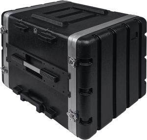 Sound Town Lightweight 10U PA DJ Rack/Road Case with 9U Rack Space, ABS Construction, 19 Depth, Retractable Handle, Wheels and Heavy-Duty Latches (STRC-A10UT)