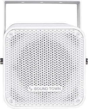 Sound Town Compact 2-Way 5" Coaxial Wall Mount Commercial Loudspeaker, with 5" Woofer, Birch Plywood, Speed Mounting Bracket for Bar, Church, White (CARME-105W)