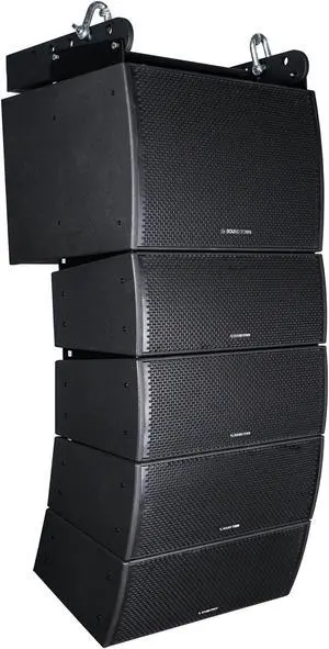 Sound Town All-Weather Line Array System with 15-inch Water-Resistant Line Array Subwoofer, Four Compact Dual 8-inch Line Array PA Speakers, Full Range/Bi-amp Switchable, Black (ZETHUS-IP115S208X4)
