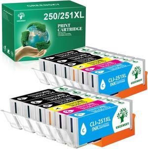 Replacement Cartridge Compatible for Canon PGI-250 XL CLI-251 XL Ink 4B+2PB+2C+2Y+2M PIXMA MG5400 MG7520 MX922
