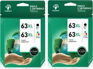 Refurbished Replacement Ink Cartridge Compatiable 63XL for HP OfficeJet 3831 2x Black  1x Color