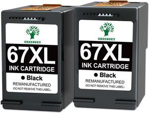 Replacement Ink Cartridge Compatiable for HP 67XL 67 XL High Yield Deskjet 2724 2x Black